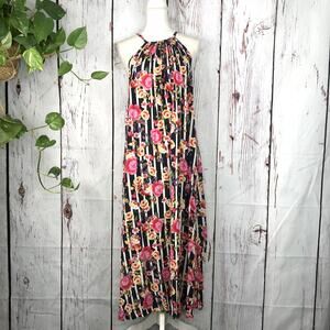 Seafolly floral stripe mix print high low summer coverup maxi dress